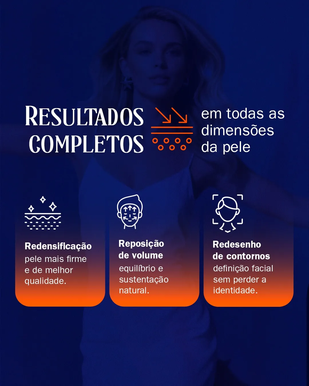 Resultados em todas as dimensões da pele: redensificação, reposição de volume e redesenho de contornos
